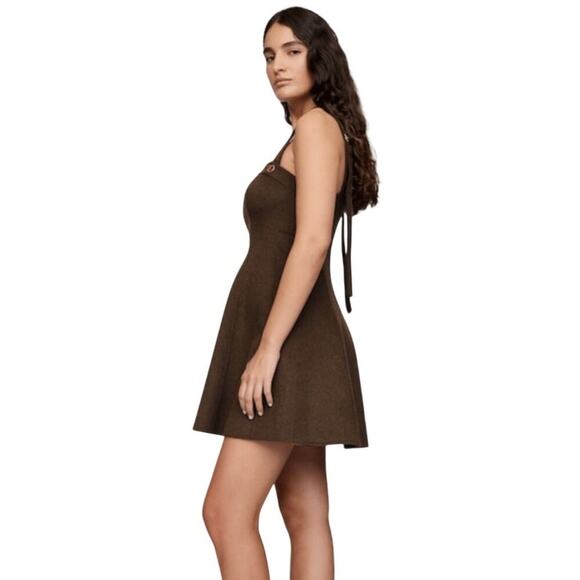 Cult Gaia X GAP Square Neckline Wool Mini Dress Brown Size 8 - Picture 4 of 13